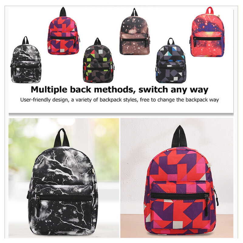 Mochila de lona con múltiples bolsillos para mujer, morral escolar para adolescentes y niños, estilo pijo, con estampado geométrico, bolsa de viaje