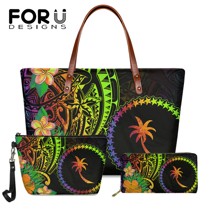 FORUDESIGNS-bandoleras de lujo para mujer, y monedero bolso de mano, diseño de Plumeria polinesiana Chuuk, informal