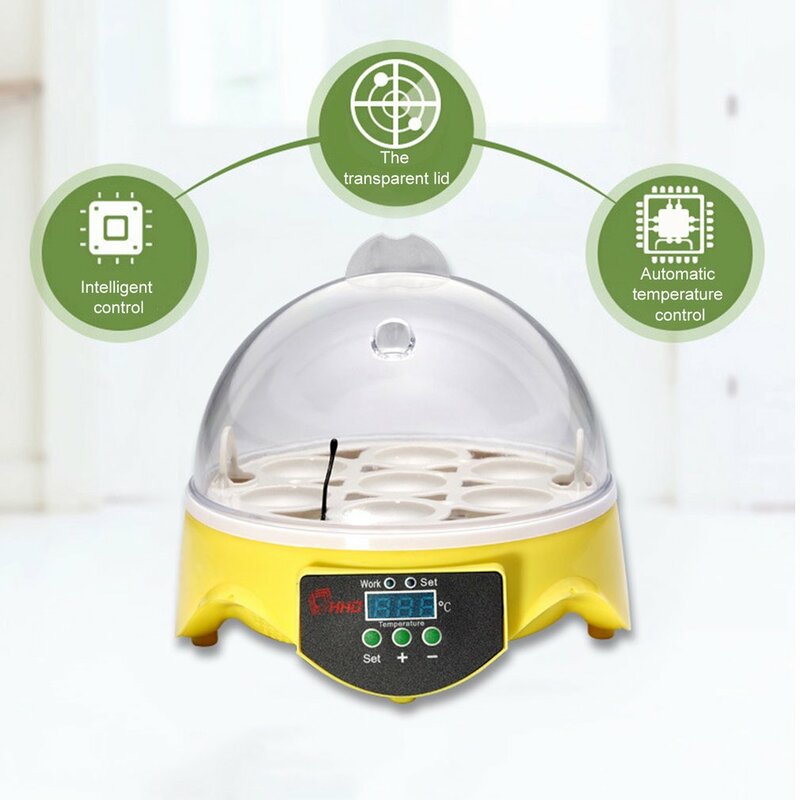 Инкубатор для 7 яиц, пластиковый цифровой автоматический инкубатор с контролем температуры