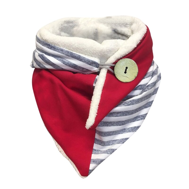 Bufanda triangular con botón de Color contrastante para mujer, chal grueso de invierno, Poncho envolvente X3UE