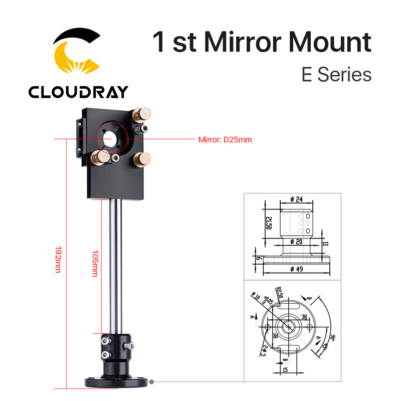 Cloudray C Series CO2 Laser Primo Specchio Montaggio Diametro 25mm per Incisione Laser Macchina Taglio 