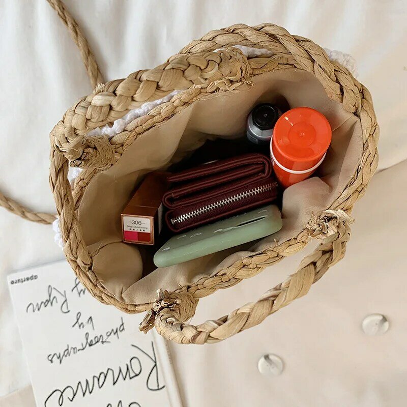 Bolsa de viagem feminina pequena bolsa de viagem de verão saco de balde de grama de crisântemo