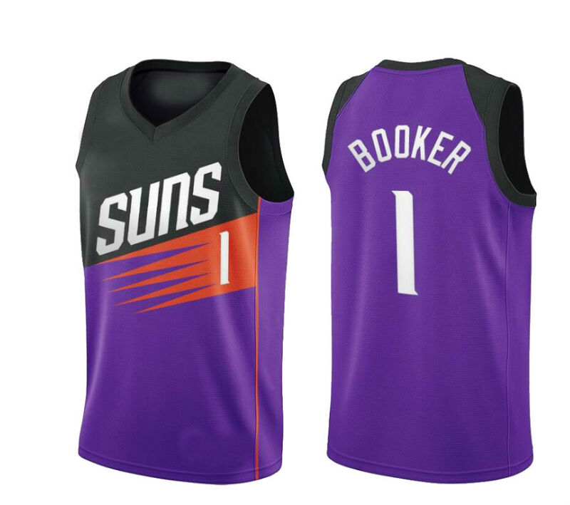 Мужские баскетбольные майки Phoenix Suns Devin 1 # Booker Chris 3 # Paul City Edition Swingman и сшитые майки со звездочками