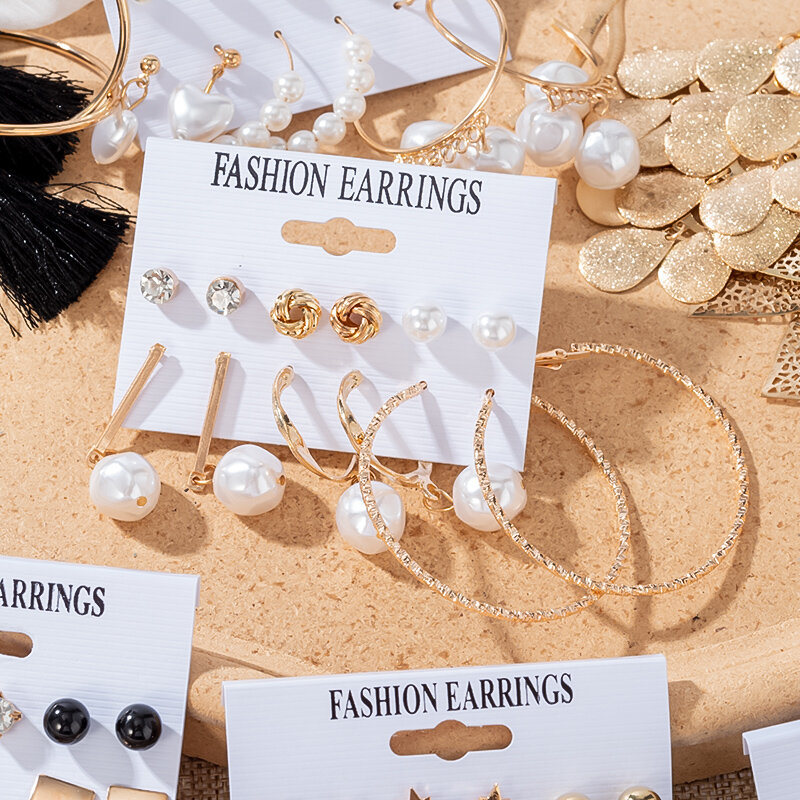 Women's Vintage Earrings Set Lovely Round Wedding Dangle Earrings Sweet Heart Jewelry For Girls Luxury Stud Earrings Accessories