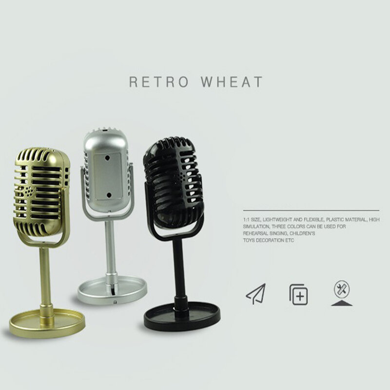Microfone retro clássico para córregos prop microfone estilo vintage suporte universal para o desempenho ao vivo karaoke studio microfone de áudio