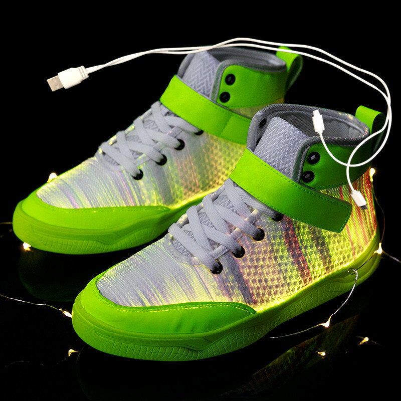 Tamaño 36-46 nuevo verano otoño Led de fibra óptica zapatos para los muchachos de las muchachas de las mujeres de los hombres de recarga USB brillante Zapatillas Hombre luz zapatos