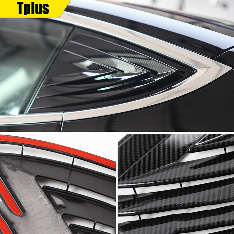 Tplus Spoiler migawki samochodu dla Tesla Model 3 małe okna po obu stronach z włókna węglowego ABS fajne akcesoria Model trzy