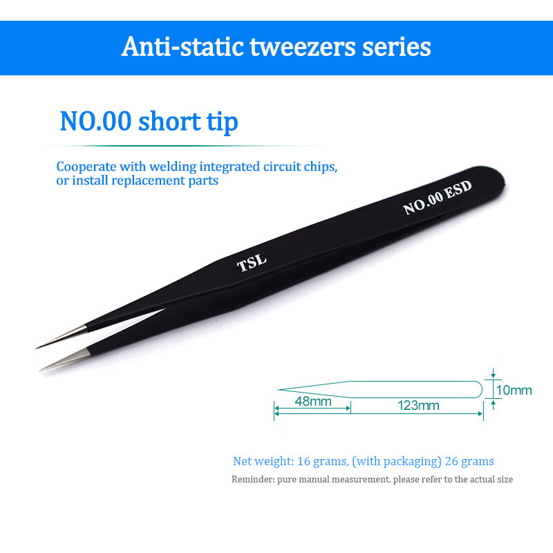 6Pcs ESD tweezers set, stainless steel anti-static precision tweezers for electronic watches and mobile phones, electronic instr