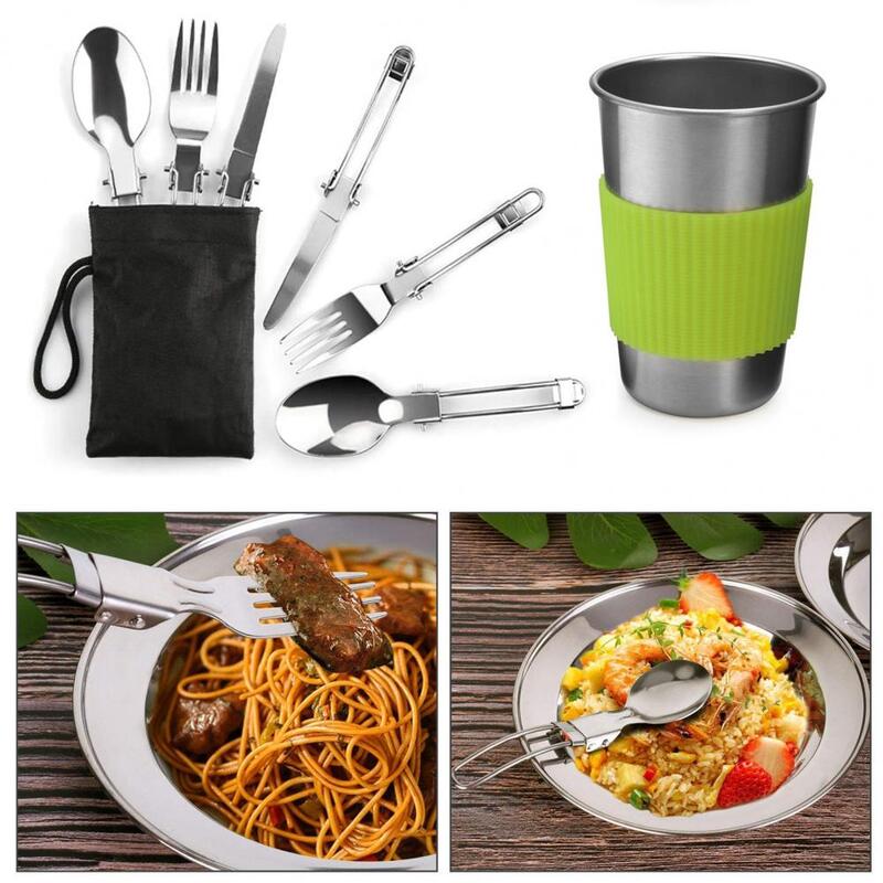 Sturdy 12Pcs/Set Delicate Picnic Camping Utensil Dinnerware Portable Camping Dinnerware Convenient   for Travel