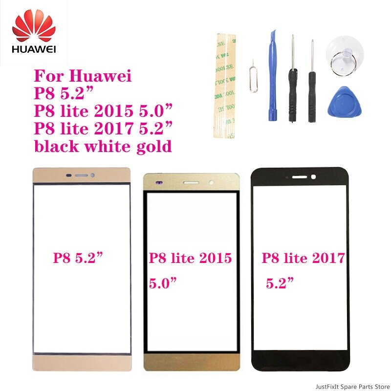 For Huawei P8P8 Lite 2017 P8 Lite 2015 Front Panel EVA-L19 VIE-L09 Touch Screen Sensor LCD Display Glass Cover Replacement