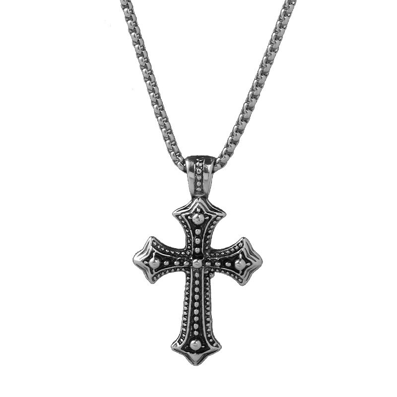 Ожерелье с подвеской-крестом из нержавеющей стали в готическом ретро-стиле для хипров, мужское студенческое ожерелье в стиле хип-хоп, новин...