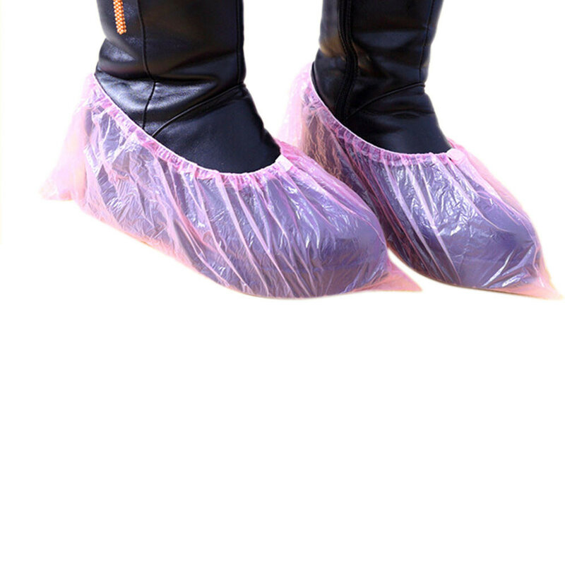 Sapatos plásticos descartáveis ao ar livre 100pcs capas de sapatos de limpeza de carpete