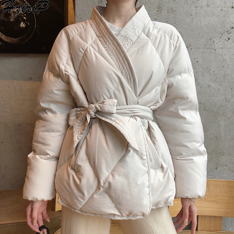 2023 neue Design Frauen Winter Solide Schärpen Mantel Weibliche Dicke Hohe Qualität Studenten Outwear Süße Frauen Jacke Größe
