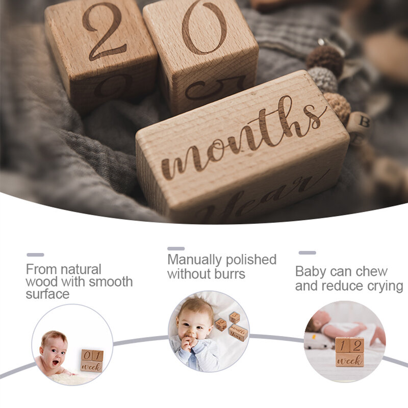 Juego de bloques conmemorativos de madera para recién nacidos,tarjet 
