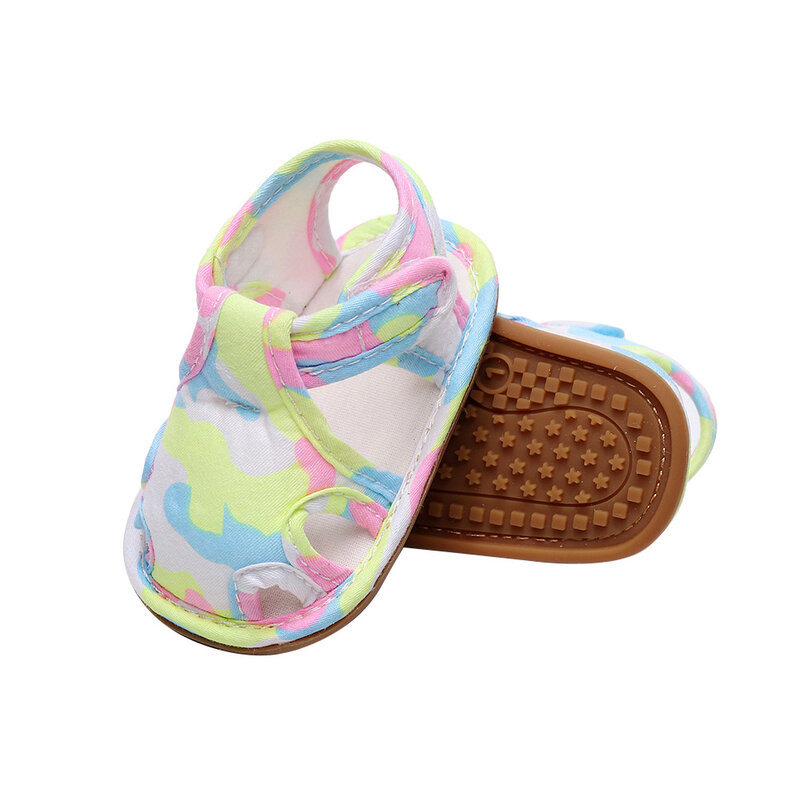 2020 unissex bebê verão sandálias anti-deslizamento de borracha camuflagem prewalkers sapatos berço oco vestido de sola macia tênis 0-24m sapato