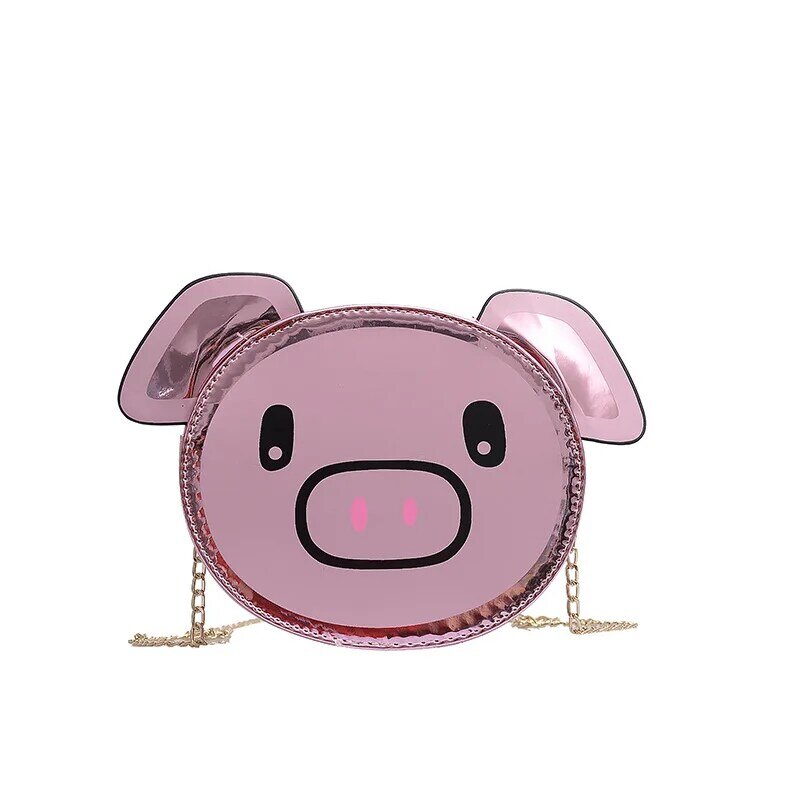 Schöne kinder Cartoon Schwein Handtasche Mode Laser Frauen Kette Umhängetaschen Süße Student Mädchen Mini Messenger Tasche Geldbörse