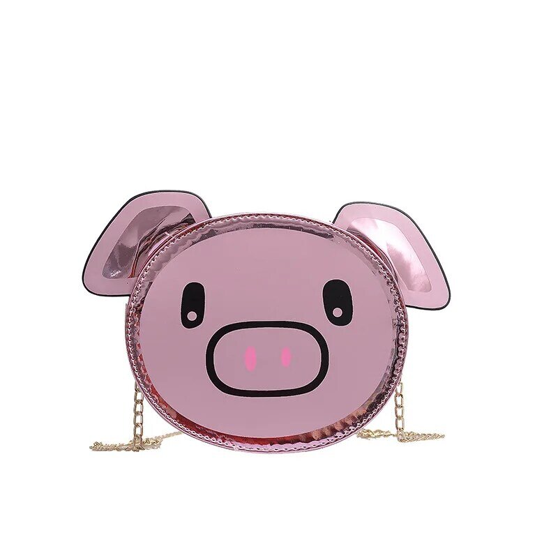 Mooie Kinderen Cartoon Varken Handtas Mode Laser Vrouwen Chain Crossbody Tassen Zoete Student Meisjes Mini Messenger Bag Portemonnee