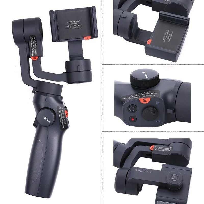 Proker capture2 3 eixos cardan handheld estabilizador para gopro 7 6 5 sjcam eken yi ação câmera/smartphone celular
