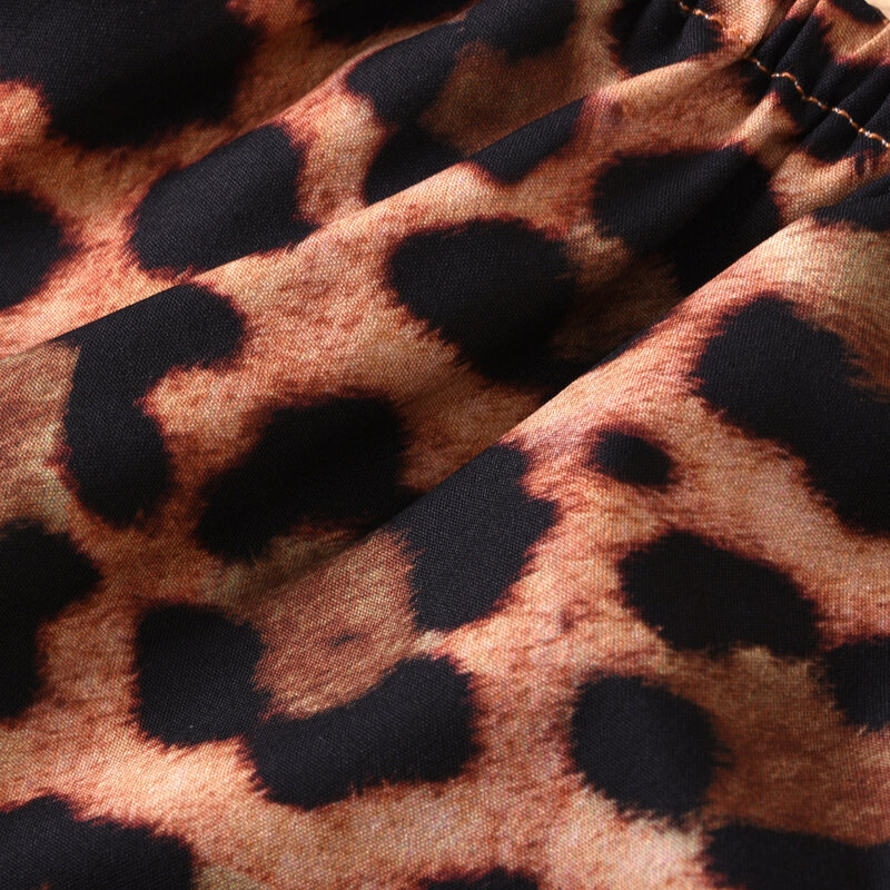 2020 Musim Panas Balita Gadis Pakaian Tanpa Lengan Leopard Cetak Perahu Kerah Tabung Tops + Celana Pendek + Headband Set 0-24M Pakaian Bayi