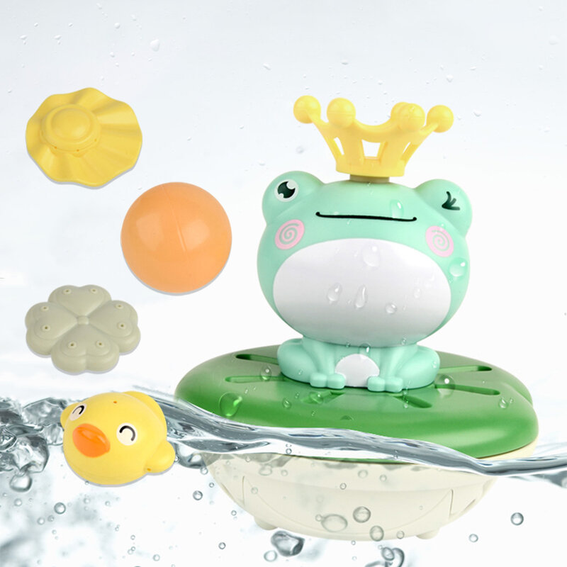 Electric Bath Toy Spray Water Floating Rotation Frog Sprinkler Shower Game Frog Sprinkler Fountain for Kids Bathtub Float Toys