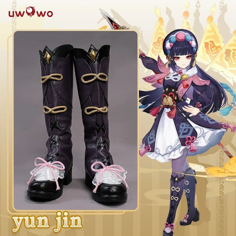UWOWO/Обувь для костюмированной вечеринки Genshin Impact Yun Jin; Обувь Yunjin; Ботинки Liyue Geo