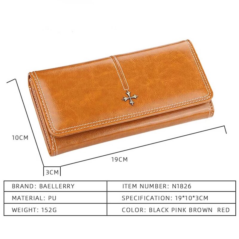 Baellerry Women Custom Name Engraved Wallet Vintage Long Top Quality PU Leather Female Credit Card Holder Mothers Day Gift