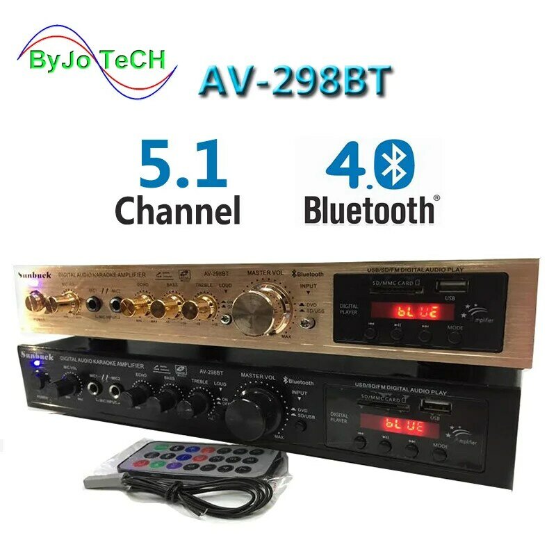Sunback high power amplifier 200W+200W 5.1 vocal tract Dual microphone reverberation Built in Bluetooth FM radio Support SD USB