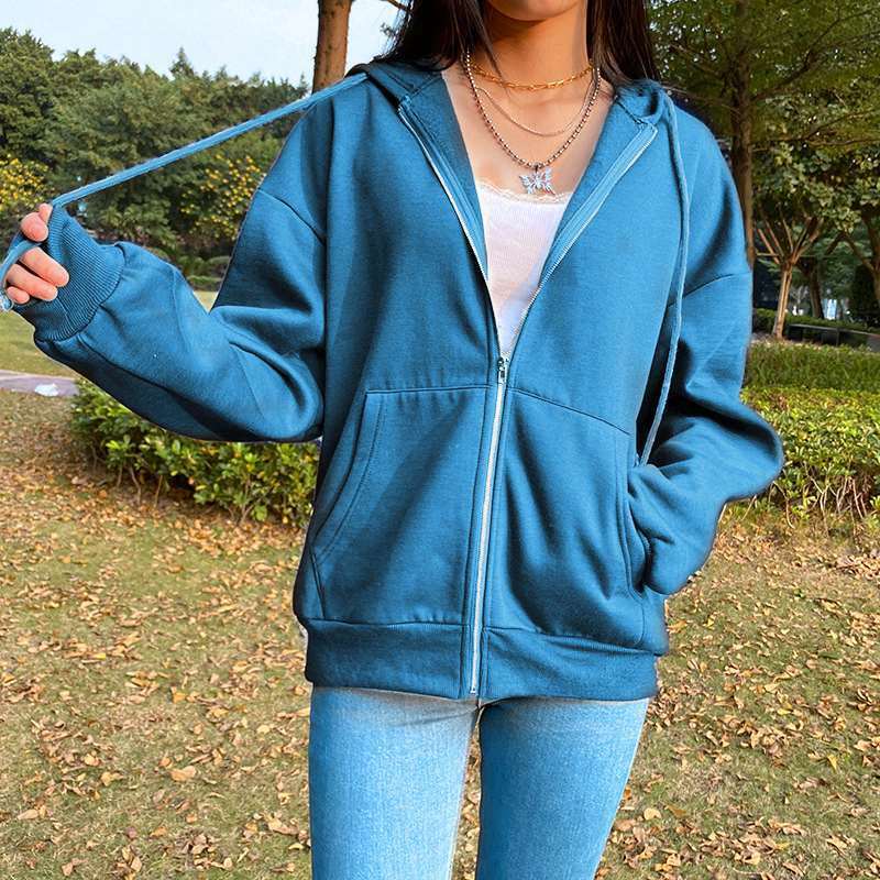 Deeptown Harajuku koreański sweter w stylu kardigan kobiety Oversize Zipper jednokolorowa odzież sportowa wiosna jesień kieszeń z długim rękawem znosić