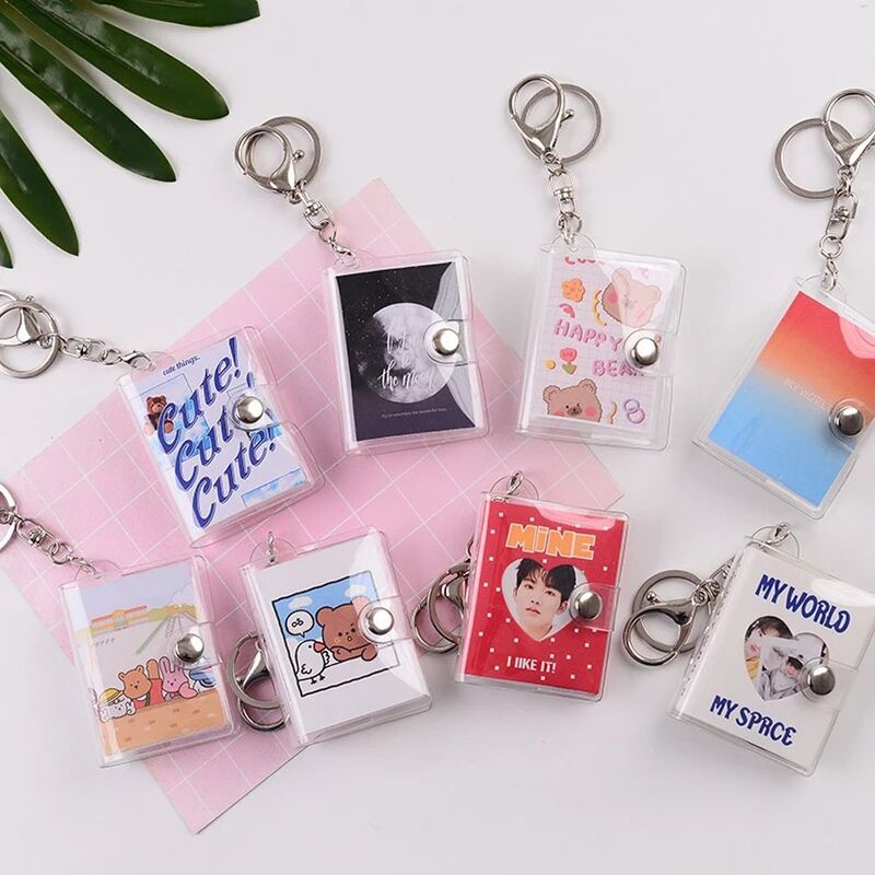 20 Pockets Cute Mini Photo Album Keychain Postcard Collection Card Holder Portable Card Holder Binder Pocket Storage Book