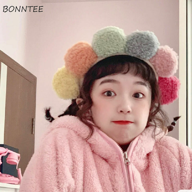 Ikat Kepala Wanita Imut Warna-warni Bunga Universitas Korea Fashion Makeup Kawaii Harian Anak Perempuan Ikat Rambut Populer Chic Wanita Aksesori