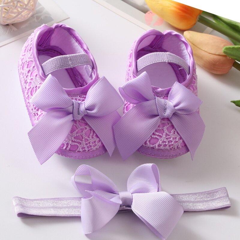 Weixinbuy детская обувь с мягкой подошвой и бантом, обувь для начинающих ходить принцесс, прогулочная обувь для новорожденных 0-18 месяцев, компле...