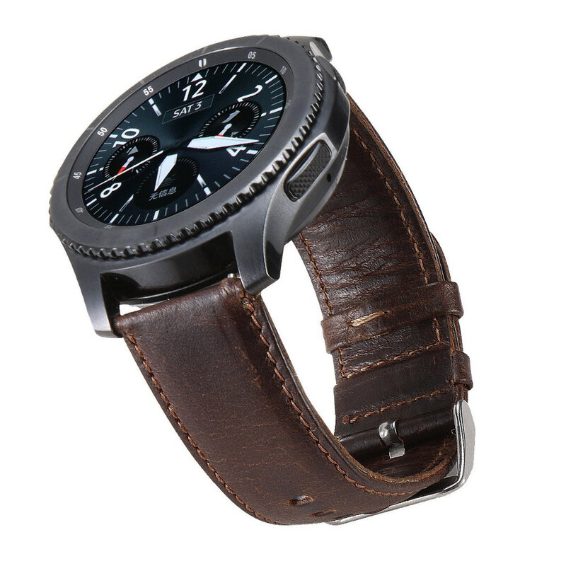 Correa de cuero para Samsung Galaxy watch, banda de 22mm para Samsung Galaxy watch de 46mm, Gear s3 Frontier, pulsera de cuero, Huawei watch GT, Grea S 3 de 46mm