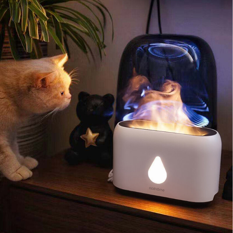 2021New Flame Air Humidifier Essential Oil Diffuser Aroma Ultrasonic Mist Maker Home Room Aromatherapy with night light