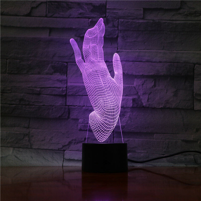 Lámpara 3D creativa LED de noche con forma de mano, decoloración acrílica, atmósfera colorida, Cable USB, novedad, luces de Navidad