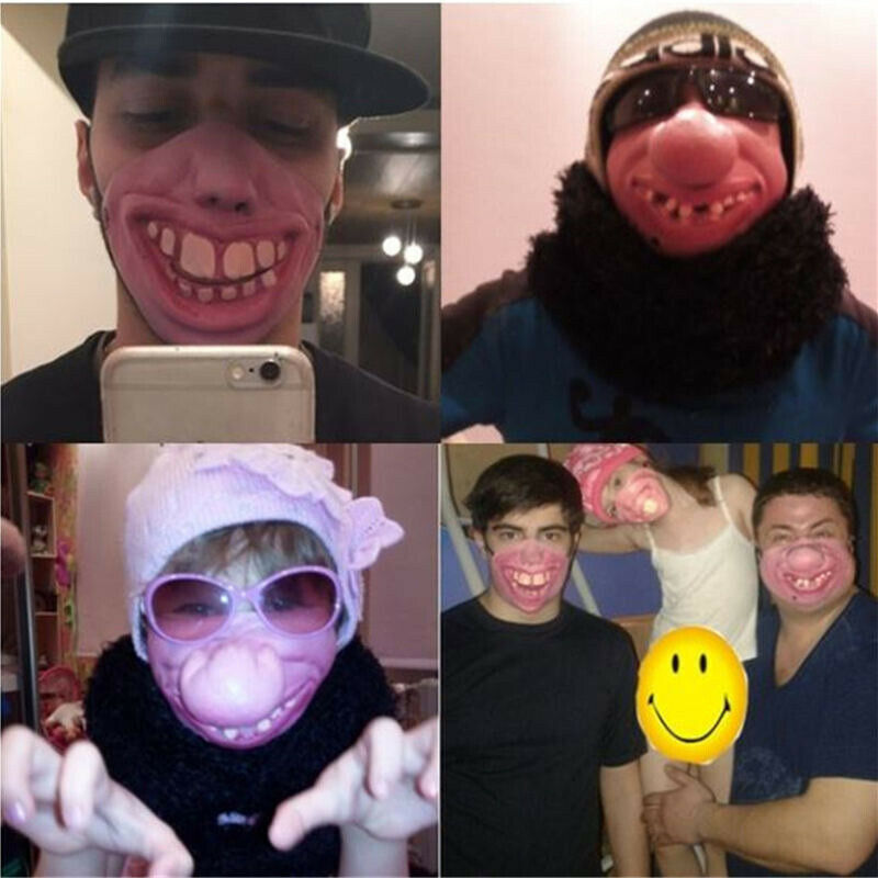 Dorosły Clown maska lateksowa radość rekwizyty do Cosplay humorystyczny gumką pół twarzy Party kobiety mężczyźni Halloween maski lateksowe śmieszne