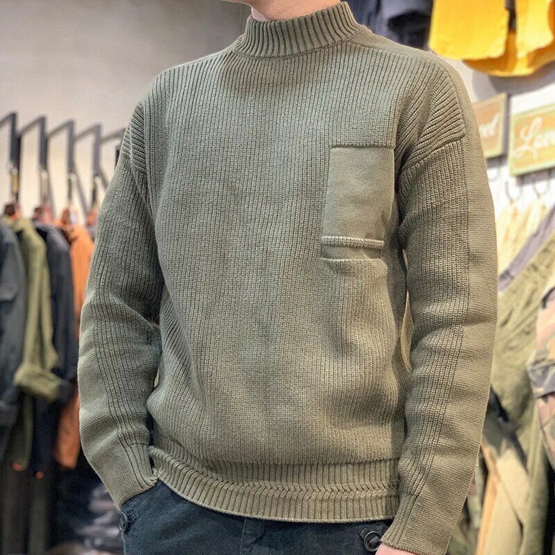 Autumn Winter Men Knitted Sweater Pullover Casual Jumper warm Solid Color Knitted Top Plus Size Sweaters