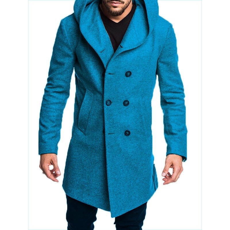 2021 primavera outono masculino mistura de lã quente casual com capuz casaco masculino assimétrico bainha trench estilo britânico magro sólido sobretudos