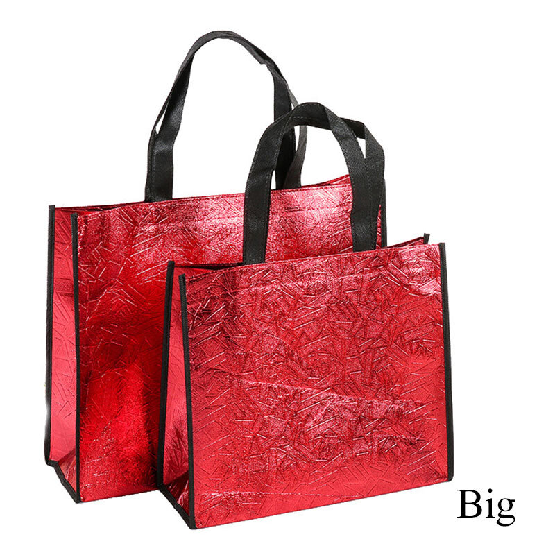 Borsa da trasporto portatile pieghevole Laser Shopping Bag tinta unita riutilizzabile donna uomo Eco Tote borsa in tessuto Non tessuto impermeabile