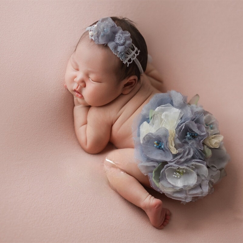 Neugeborenen Baby Fotografie Requisiten Baby Mädchen Floral Stirnband Spitze Kleid Fotografia Zubehör Studio Shooting Foto Requisiten