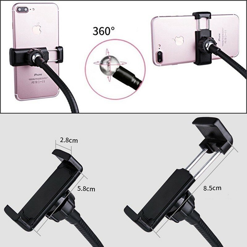 Luz de Flash para cámara de teléfono portátil, anillo de luz LED USB para Selfie con soporte para teléfono móvil, brazo largo Flexible, entrega rápida