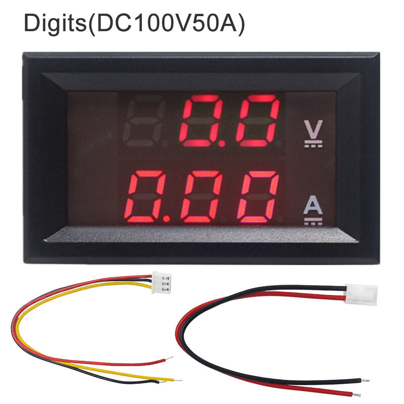 ミニデジタル電圧計,100v dc電流計,10a 50a 100a,電流電圧計,0.28インチの数字,デュアルledディスプレイ