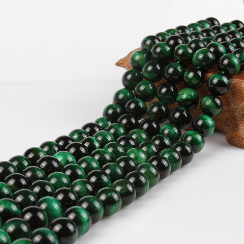 Cuentas redondas sueltas de ojo de tigre verde Natural, piedras preciosas finas AAA de 6, 8, 10 y 12mm, accesorios para collar, pulsera, fabricación de joyas DIY