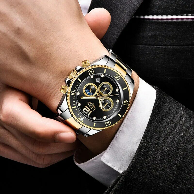 LIGE orologi da uomo orologi da polso impermeabili da uomo in acciaio inossidabile di lusso di marca superiore Relogio Masculino + scatola