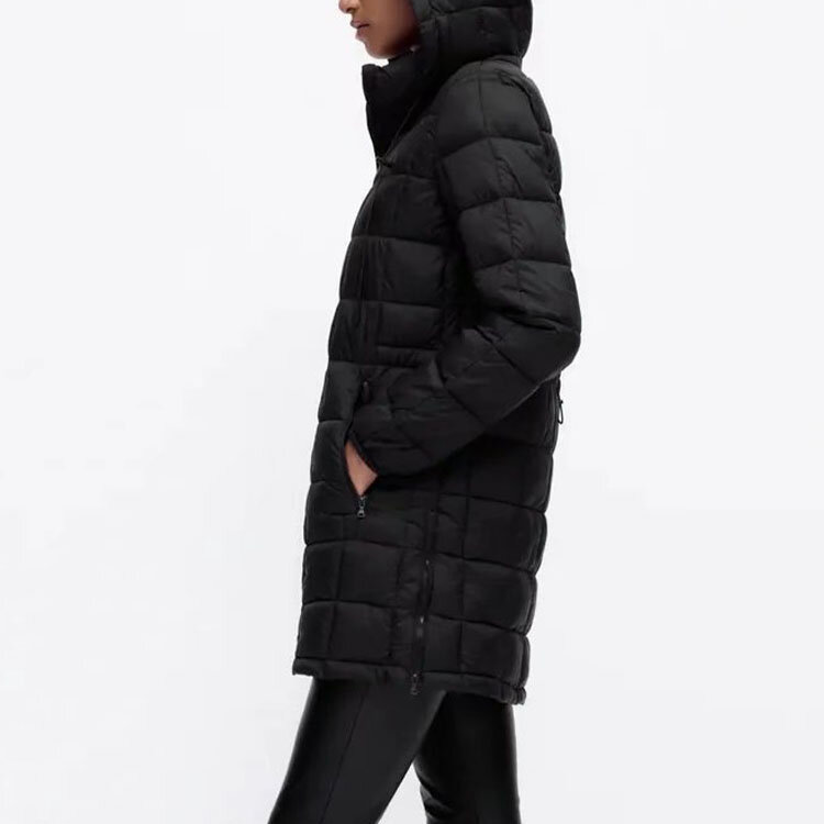 Chaqueta de algodón con capucha para mujer, chaqueta informal de manga larga con cremallera, bolsillo volador decorativo, otoño e invierno, 2021