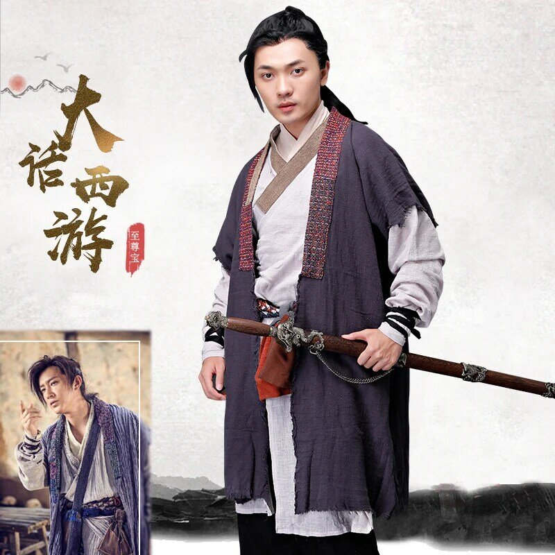 Disfraz de hanfu para hombres, traje antiguo chino, West Ward Journey, Wukong, ropa de artes marciales, espadachín