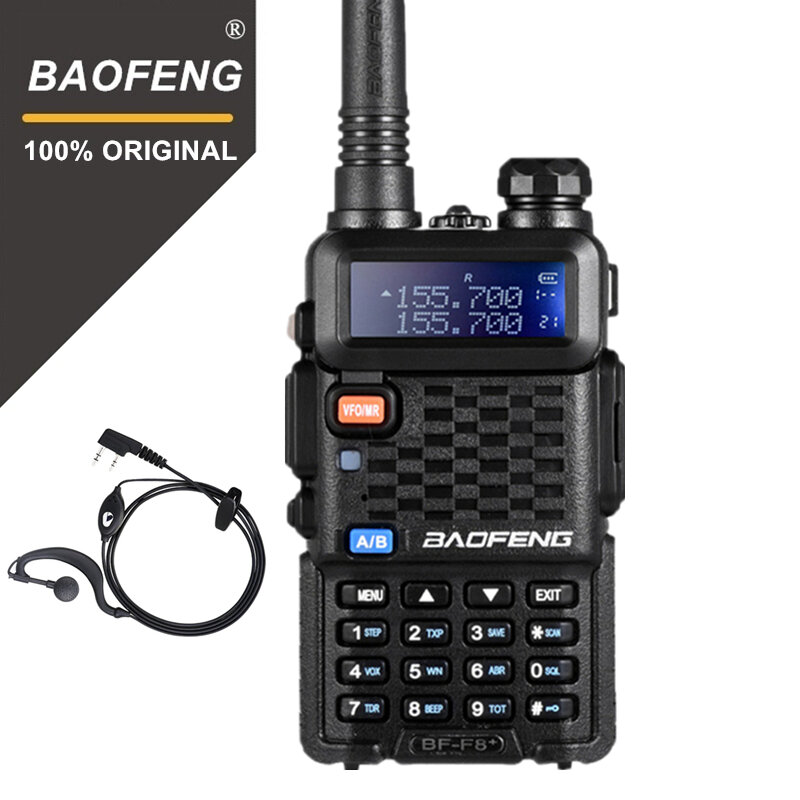 Baofeng Walkie Talkie polisi F8plus, tranceiver Ham VHF UHF jarak jauh luar ruangan, Radio dua arah Pofung Band ganda