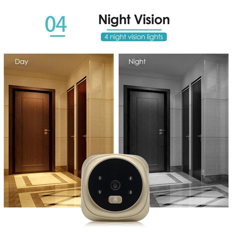 Камера видеозвонка VIDEW, 2,4 дюйма, ЖК-дисплей, цифровой дверной глазок, ночное видение, датчик движения для домашней безопасности