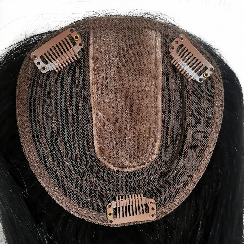 Halo Lady Beauty Lace Base 100% Toppers per capelli umani frangia brasiliana Clip In pezzi di capelli per perdita di capelli Non Remy fatto a macchina