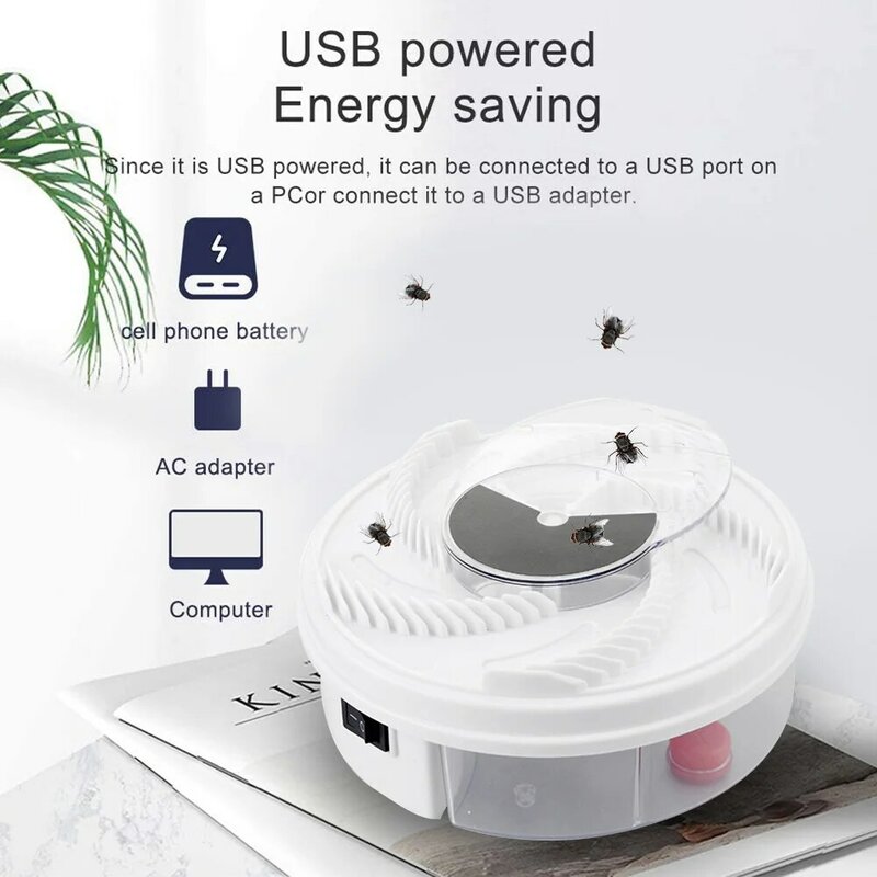 Trampa de mosca eléctrica USB para Control de plagas de insectos, matamoscas, Mata mosquitos, automático, artefacto para jardín, suministros