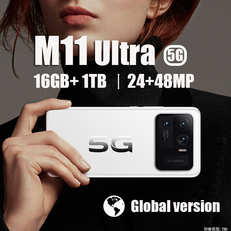 Флэш-сделки M11 Ultra 7,3 HD Android смартфон 16 ГБ + ТБ мобильный телефон 24 + 48 Мп HD камера Сотовый телефон 4G/искусственная кожа